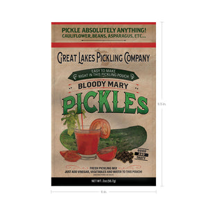 Great Lakes Pickling Company Bloody Mary Pickling Pouch Dimensions