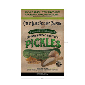 Great Lakes Pickling Company Granny's Bread & Butter Pickling Pouch Dimensions