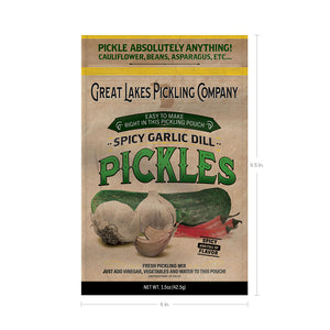 Great Lakes Pickling Company Spicy Garlic Dill Pickling Pouch Dimensions